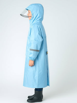 Little Surprise Box, Minimal Blue & Yellow Pocket knee length raincoat for Kids & Teens - LSB - RC - MINMAL - BLU - LK - S