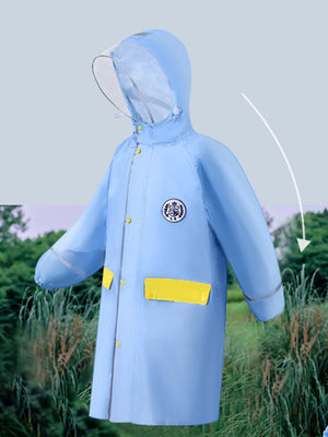 Little Surprise Box, Minimal Blue & Yellow Pocket knee length raincoat for Kids & Teens - LSB - RC - MINMAL - BLU - LK - S