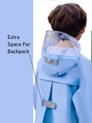 Little Surprise Box, Minimal Blue & Yellow Pocket knee length raincoat for Kids & Teens - LSB - RC - MINMAL - BLU - LK - S