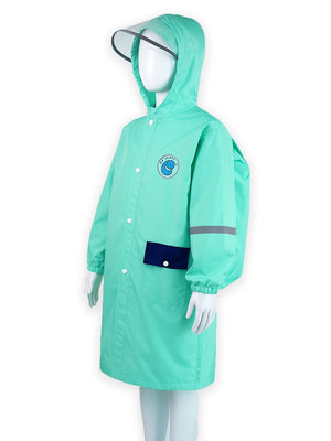 Little Surprise Box, Minimal Mint & Blue Pocket knee length raincoat for Kids & Teens - LSB - RC - MINMAL - MINT - LK - M
