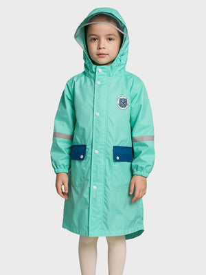 Little Surprise Box, Minimal Mint & Blue Pocket knee length raincoat for Kids & Teens - LSB - RC - MINMAL - MINT - LK - M