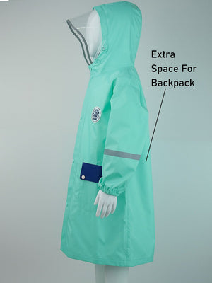 Little Surprise Box, Minimal Mint & Blue Pocket knee length raincoat for Kids & Teens - LSB - RC - MINMAL - MINT - LK - M