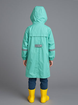 Little Surprise Box, Minimal Mint & Blue Pocket knee length raincoat for Kids & Teens - LSB - RC - MINMAL - MINT - LK - M
