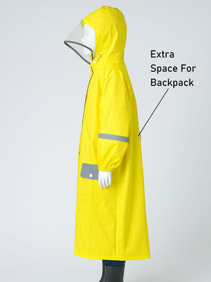 Little Surprise Box, Minimal Yellow & Grey Pocket knee length raincoat for Kids & Teens - LSB - RC - MINMAL - YELW - LK - L