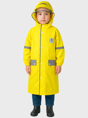 Little Surprise Box, Minimal Yellow & Grey Pocket knee length raincoat for Kids & Teens - LSB - RC - MINMAL - YELW - LK - L