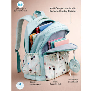 Little Surprise Box Mint Dog Print 2 Pc Backpack & Tote Set with Pouch - School Bag