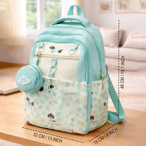 Little Surprise Box Mint Dog Print 2 Pc Backpack & Tote Set with Pouch - School Bag