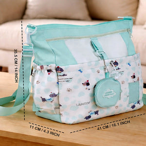 Little Surprise Box Mint Dog Print 2 Pc Backpack & Tote Set with Pouch - School Bag