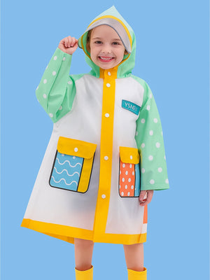 Little Surprise Box, Mint Polka Dots long style Raincoat for kids - LSB - RC - MINTPOLKA - M