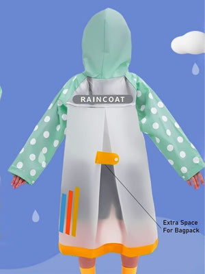 Little Surprise Box, Mint Polka Dots long style Raincoat for kids - LSB - RC - MINTPOLKA - M