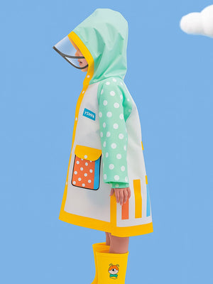Little Surprise Box, Mint Polka Dots long style Raincoat for kids - LSB - RC - MINTPOLKA - M