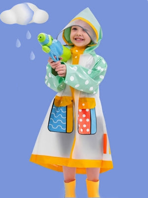 Little Surprise Box, Mint Polka Dots long style Raincoat for kids - LSB - RC - MINTPOLKA - M