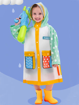 Little Surprise Box, Mint Polka Dots long style Raincoat for kids - LSB - RC - MINTPOLKA - M