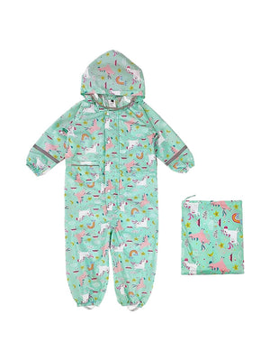 Little Surprise Box, Mint Rainbow All over Jumpsuit/ Playsuit Raincoat for Kids - 3 - 4Y Jumpsuit Rainsuit