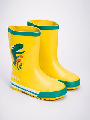 Little Surprise Box Mr. Yelosaur Stripe Rain Gumboots | The Mom Store - 29EU Kids Gumboots