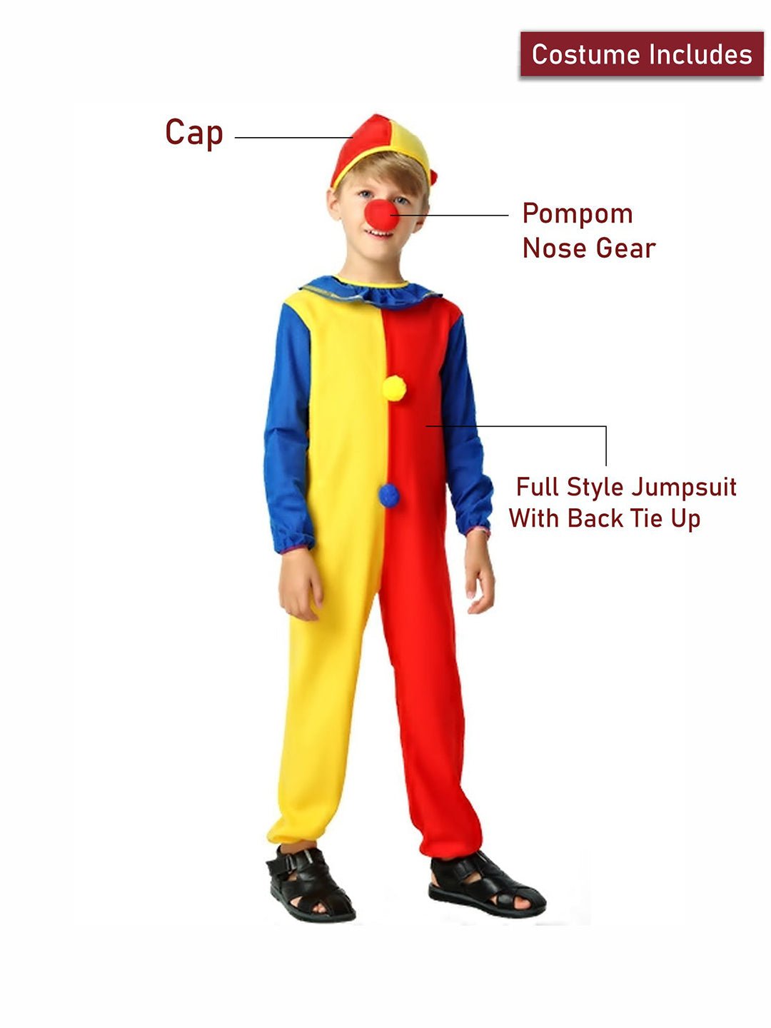 Little Surprise Box, Multi - color Clown, Halloween Costume Fancy Dress Up - LSB - HWC - MULTICLOWN - 4 - 6Y