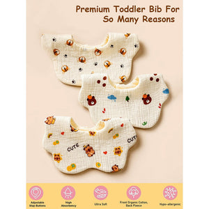 Little Surprise Box Muslin Bib Set 3PCS Cream | The Mom Store - Bedding