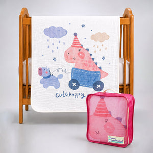 Little Surprise Box Muslin Cotton Blanket | The Mom Store - Happy Dino Blanket