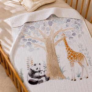 Little Surprise Box Muslin Cotton Blanket | The Mom Store - Panda & Giraffe Blanket