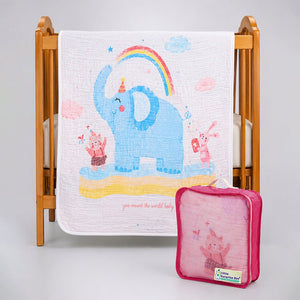 Little Surprise Box Muslin Cotton Blanket | The Mom Store - Elephant Blanket