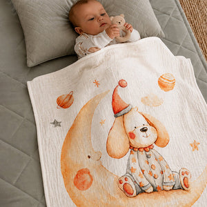 Little Surprise Box Muslin Cotton Blanket | The Mom Store - Puppy Dreams Blanket