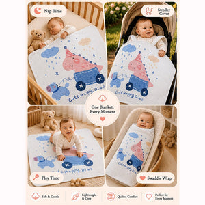 Little Surprise Box Muslin Cotton Blanket | The Mom Store - Happy Dino Blanket