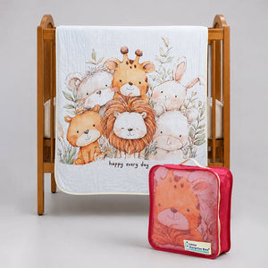 Little Surprise Box Muslin Cotton Blanket | The Mom Store - Jungle Friends Blanket