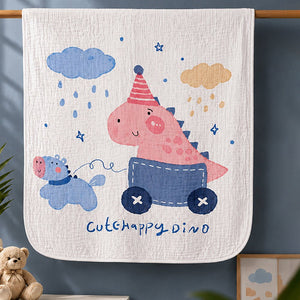 Little Surprise Box Muslin Cotton Blanket | The Mom Store - Happy Dino Blanket