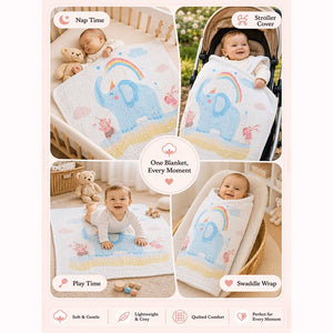 Little Surprise Box Muslin Cotton Blanket | The Mom Store - Elephant Blanket