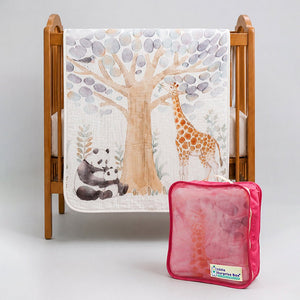 Little Surprise Box Muslin Cotton Blanket | The Mom Store - Panda & Giraffe Blanket