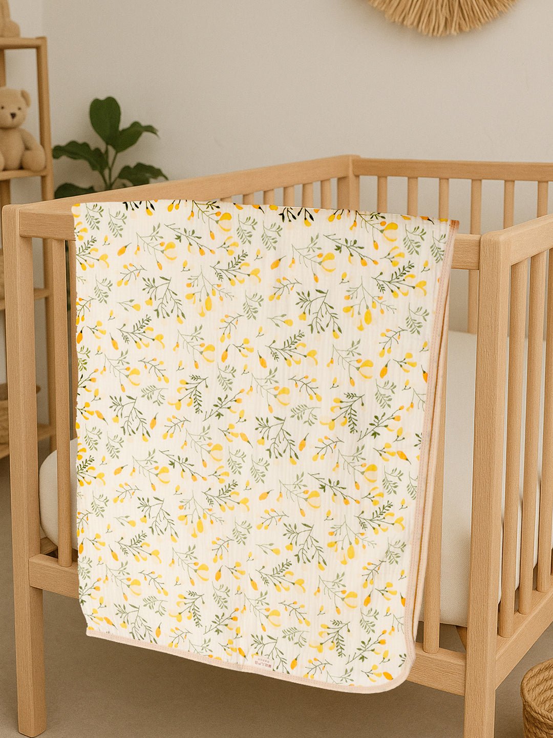 Little Surprise Box Muslin cotton blanket with 2 matching Napkins for Newborn & Infants - LSB - BKTNAPK - YELWFLOWR