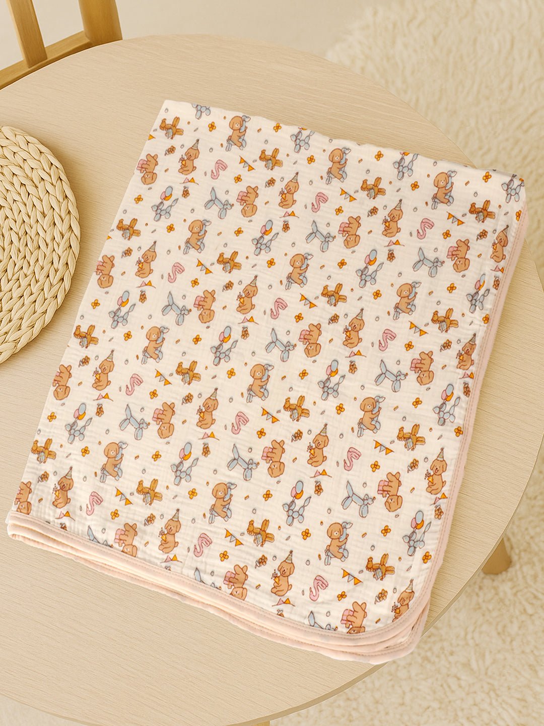 Little Surprise Box Muslin cotton blanket with 2 matching Napkins for Newborn & Infants - LSB - BKTNAPK - PUPPY