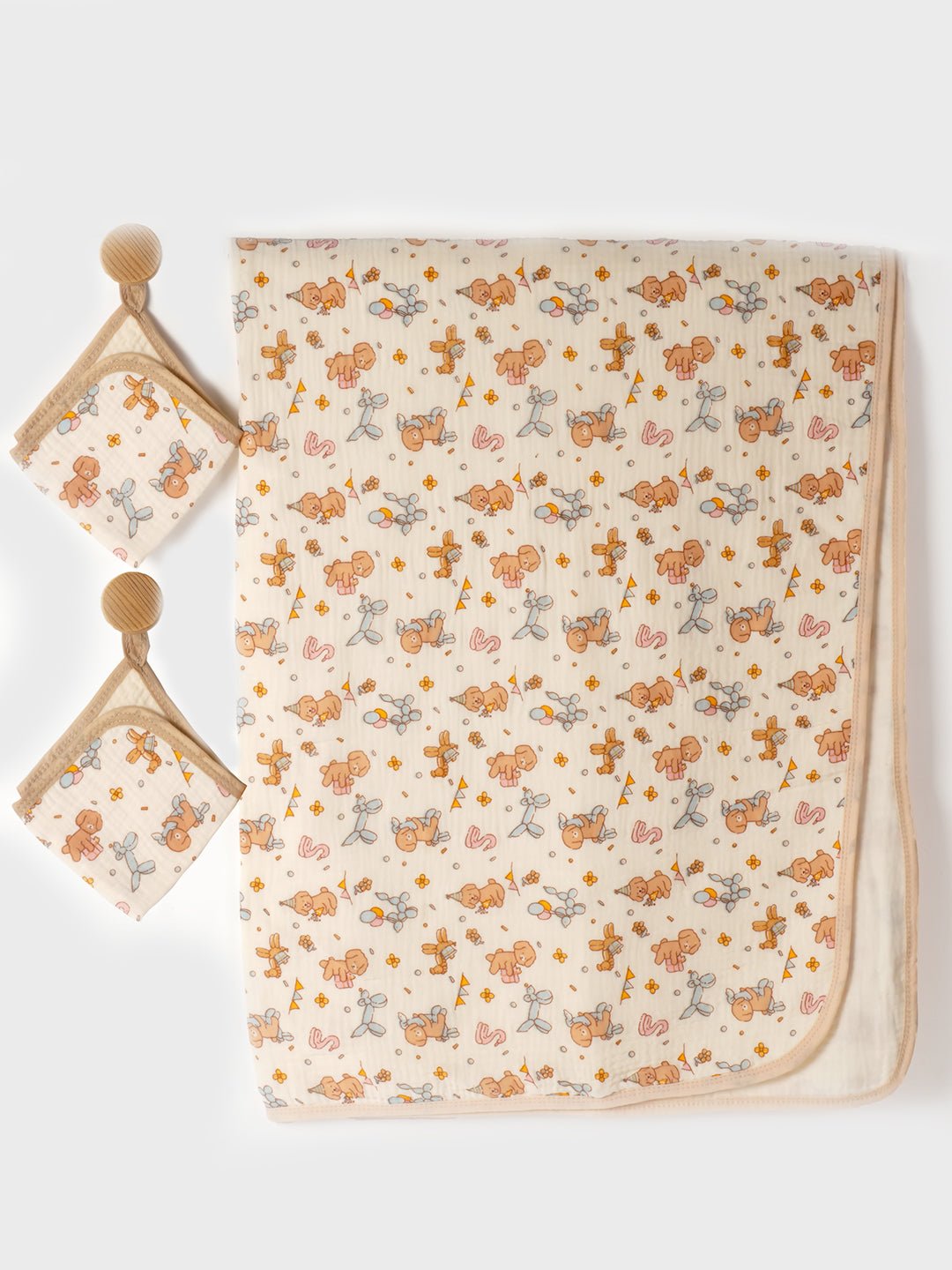Little Surprise Box Muslin cotton blanket with 2 matching Napkins for Newborn & Infants - LSB - BKTNAPK - PUPPY