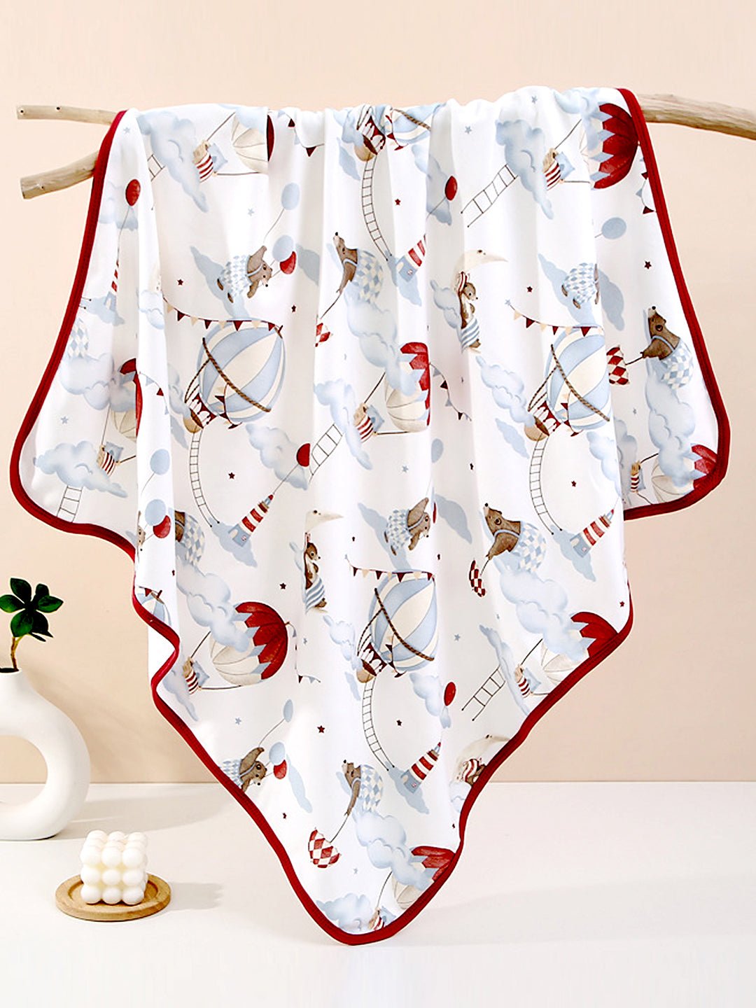 Little Surprise Box, Muslin cotton Wrapper with Hood for Newborn & Infants - LSB - BLNKT - REDBALON - HOOD