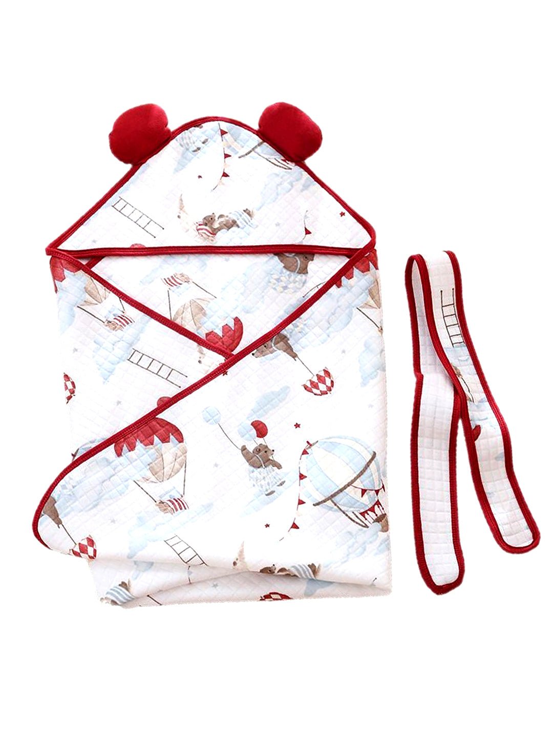 Little Surprise Box, Muslin cotton Wrapper with Hood for Newborn & Infants - LSB - BLNKT - BLUBALON - HOOD