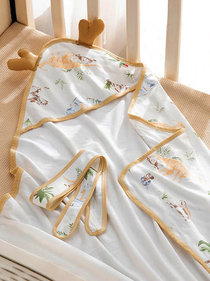 Little Surprise Box, Muslin cotton Wrapper with Hood for Newborn & Infants - LSB - BLNKT - REDBALON - HOOD
