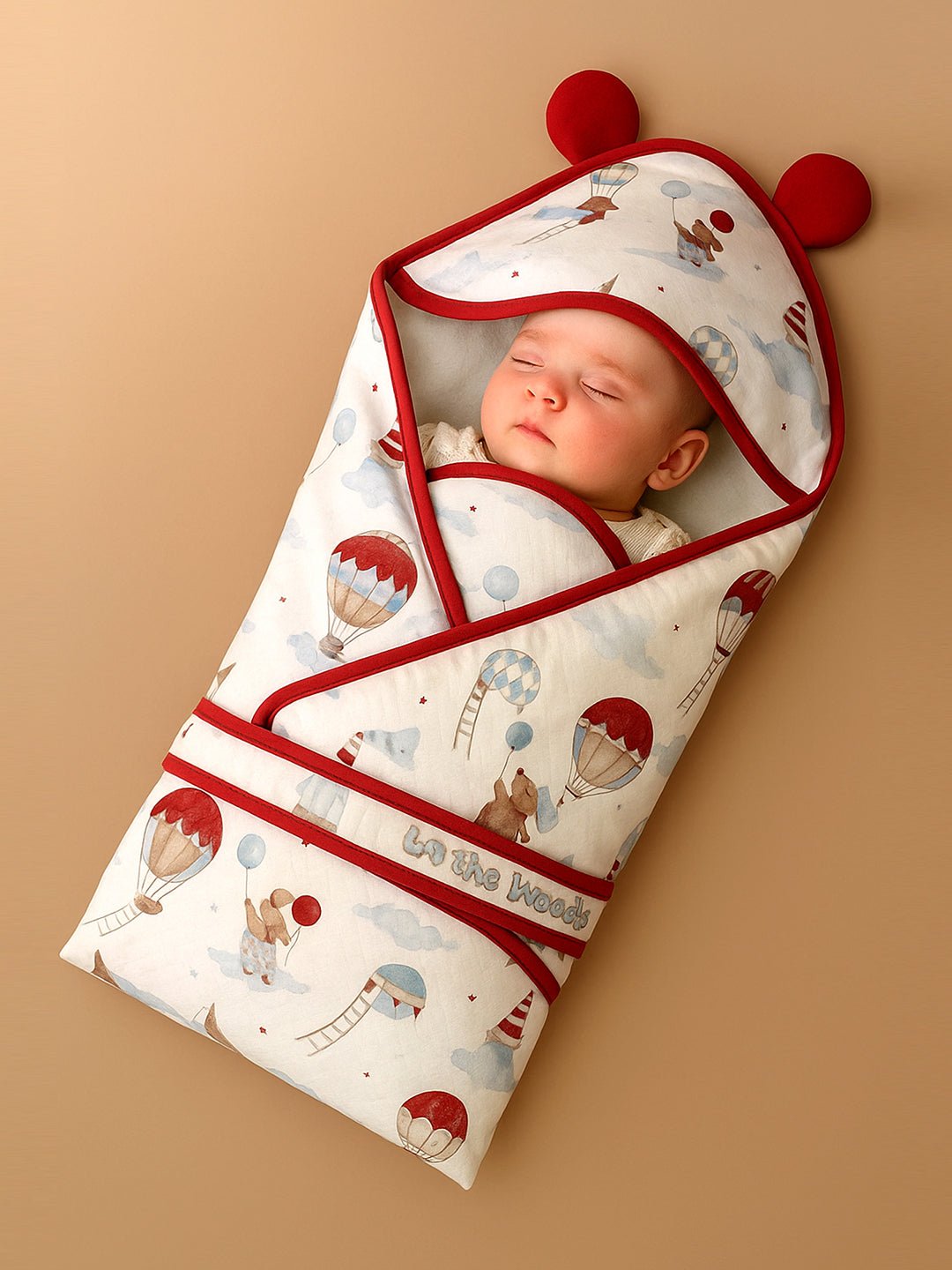 Little Surprise Box, Muslin cotton Wrapper with Hood for Newborn & Infants - LSB - BLNKT - REDBALON - HOOD