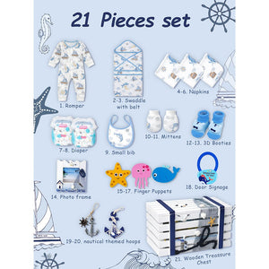 Little Surprise Box Nautical Treasure Hamper 21pcs | The Mom Store - Baby Gifting