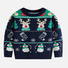 Little Surprise Box Navy 2 Christmas Deers Knitted Christmas cardigan Sweater for Kids - LSB - XCARDI - NVY2XMASDEERS - 3 - 4Y