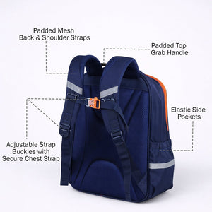 Little Surprise Box Navy Blue & Orange Fox School Backpack with Detachable Pouch for Kids - School Bag