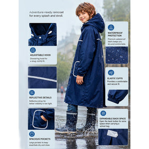Little Surprise Box Navy Blue Pocket Patch Raincoat | The Mom Store - L Kids Raincoat