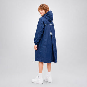 Little Surprise Box Navy Blue Pocket Patch Raincoat | The Mom Store - L Kids Raincoat