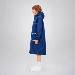 Little Surprise Box Navy Blue Pocket Patch Raincoat | The Mom Store - L Kids Raincoat