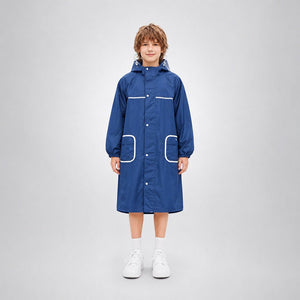 Little Surprise Box Navy Blue Pocket Patch Raincoat | The Mom Store - L Kids Raincoat