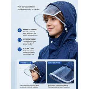 Little Surprise Box Navy Blue Pocket Patch Raincoat | The Mom Store - L Kids Raincoat