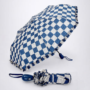 Little Surprise Box Navy Frills Checks Umbrella | The Mom Store - Monsoon Wear