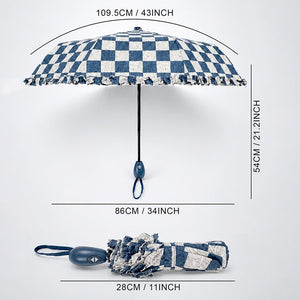 Little Surprise Box Navy Frills Checks Umbrella | The Mom Store - Monsoon Wear