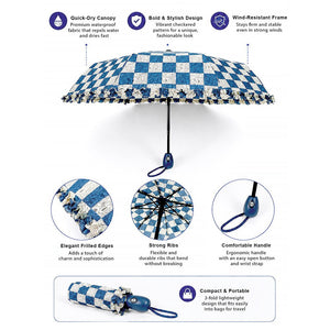 Little Surprise Box Navy Frills Checks Umbrella | The Mom Store - Monsoon Wear