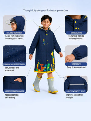 Little Surprise Box Navy Giraffe Raincoat | The Mom Store - 2XL Kids Raincoat