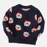 Little Surprise Box Navy Multi Santa Faces Knitted Warmer, Cardigan Christmas Sweater for Kids - LSB - XCARDI - NVYSANTAFACES - 2 - 3Y